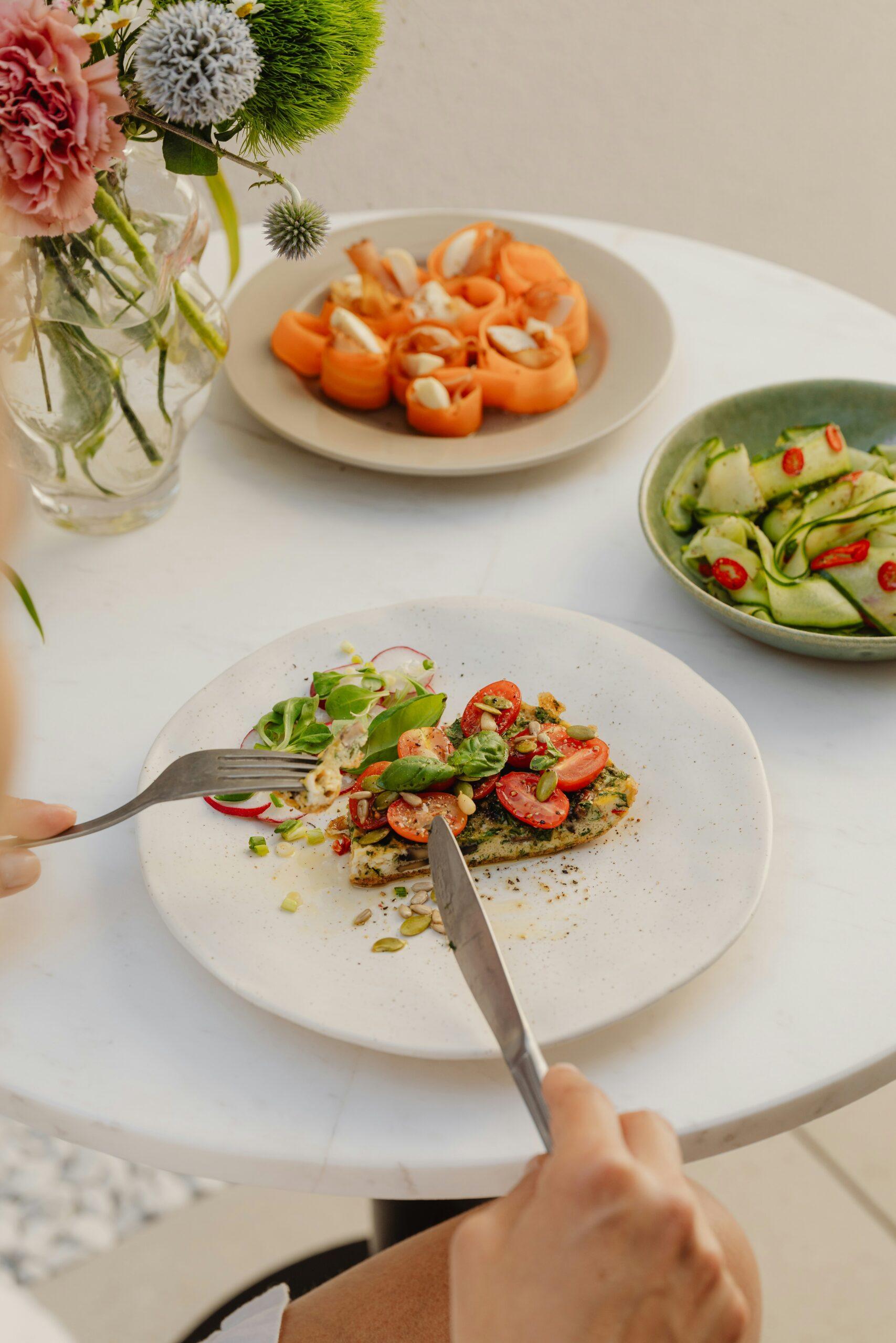 colorful summer salad on restaurant table