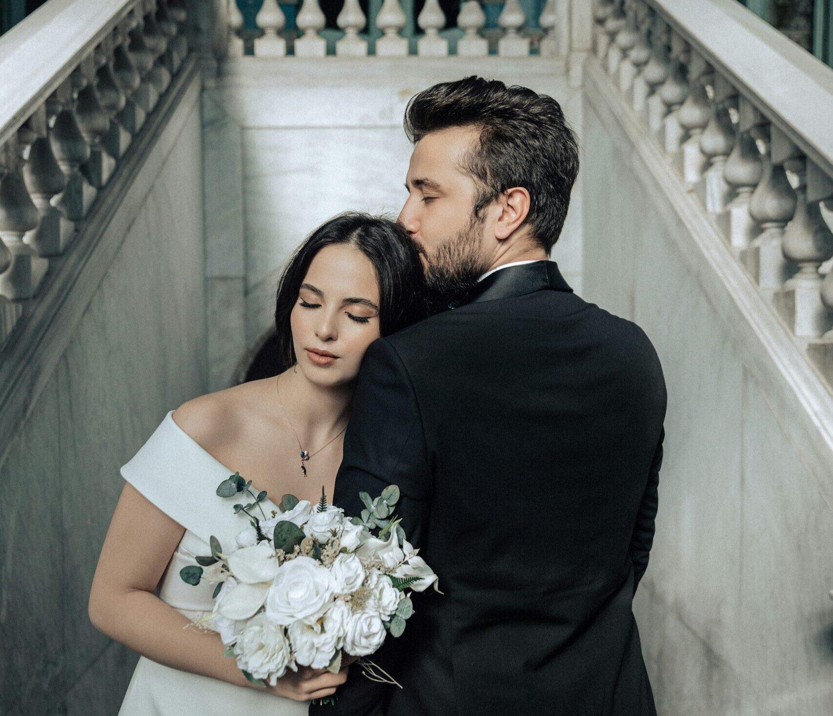 elegant wedding couple celebrating love and marriage