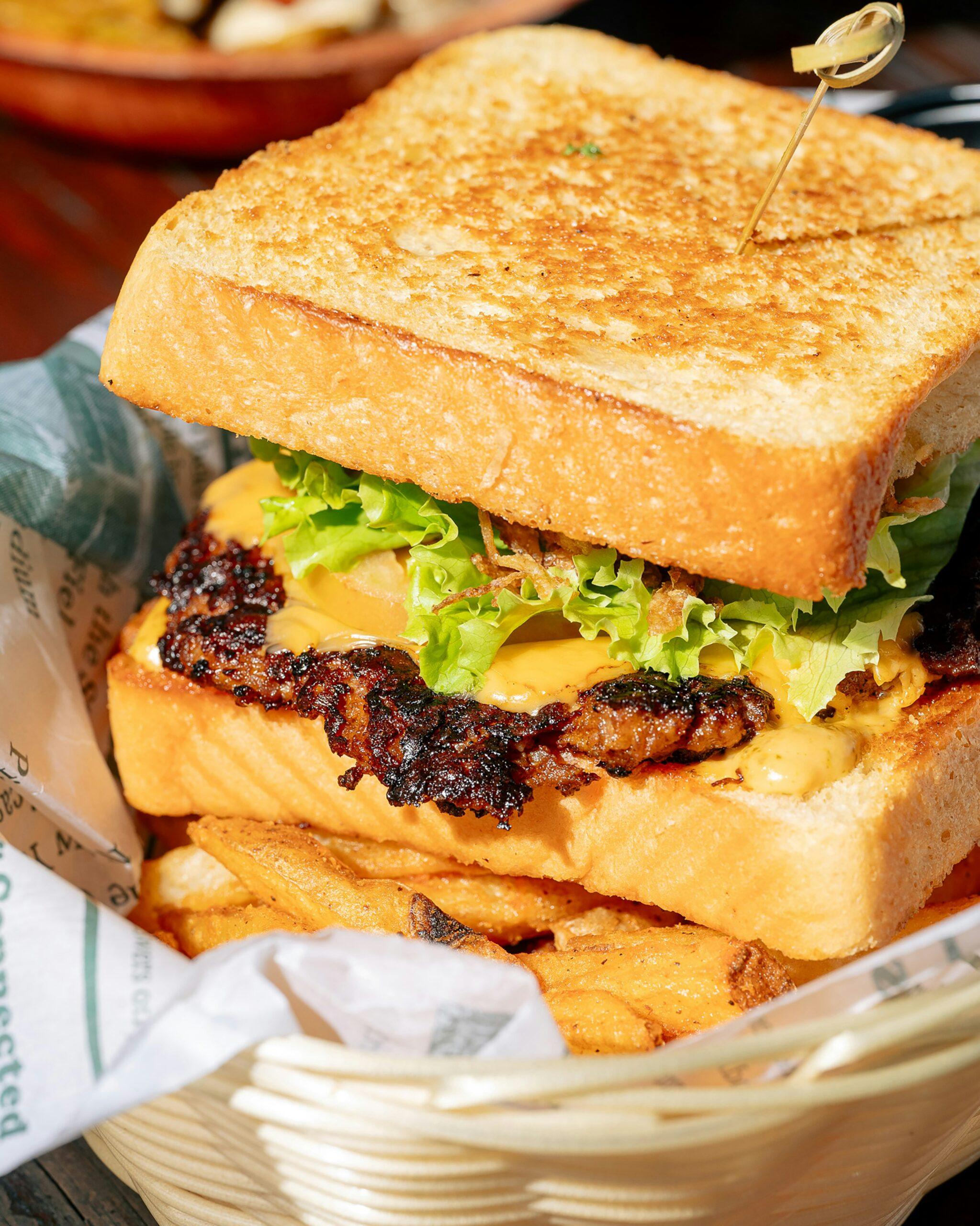food photography of a toasted chicken sandwich