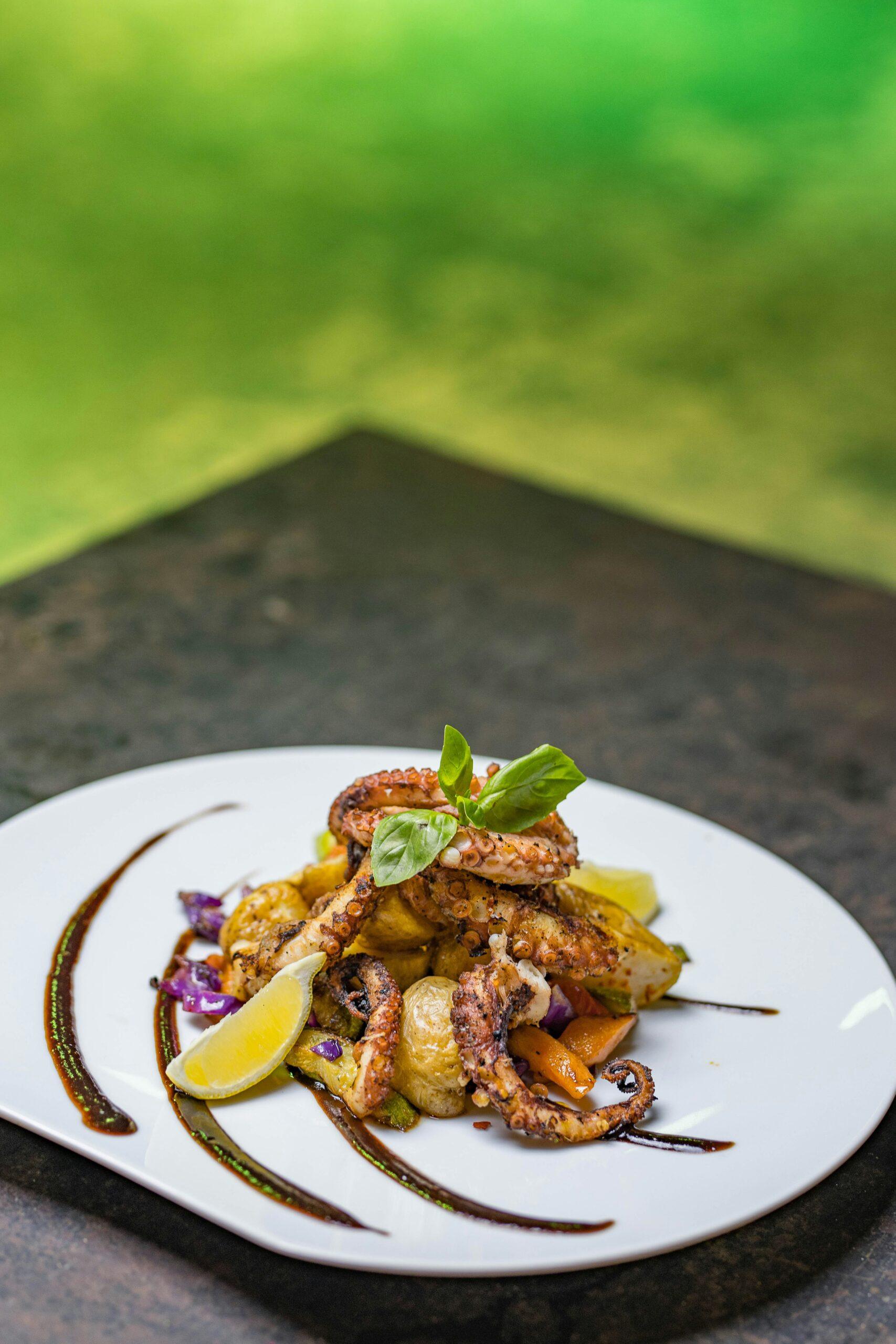 octopus restaurant food presentation on plate